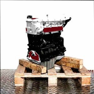 BUB engine on a wooden pallet against a white background. The black and silver engine is photographed from a slightly angled side perspective.