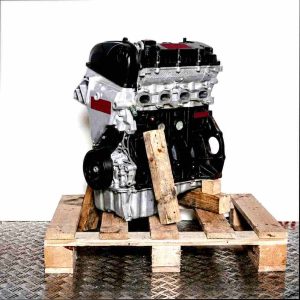 Side view of the CJZB engine on a wooden pallet against a white background. The silver and black engine is oriented vertically.