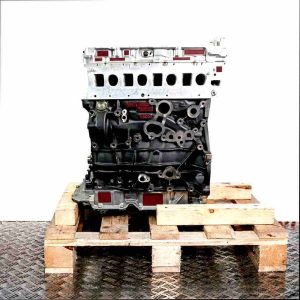 DTRE engine on a wooden pallet against a white background. Side view of the engine, featuring a black block and light grey upper part.
