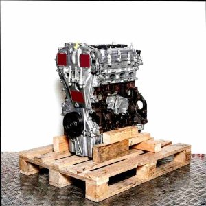 Side view of an SFJH engine on a wooden pallet against a white background. The engine is vertically oriented.